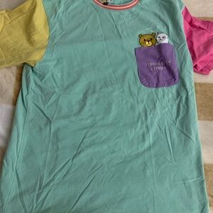 Teddy Fresh Mint Green T-Shirt with Colorful Sleeves